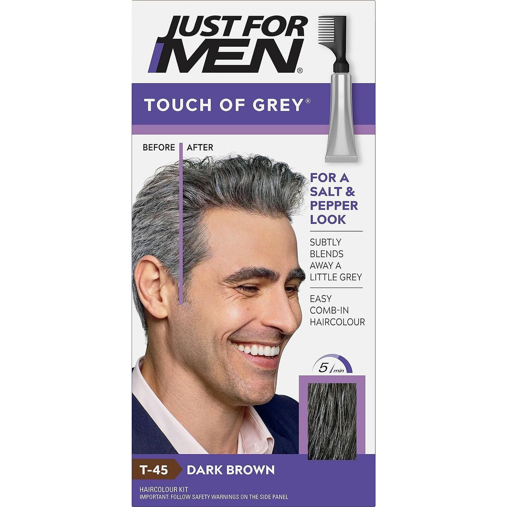 Touch of Grey Dark Brown Hair Dye - Achieve a Subtle Salt & Pepper Look, T45