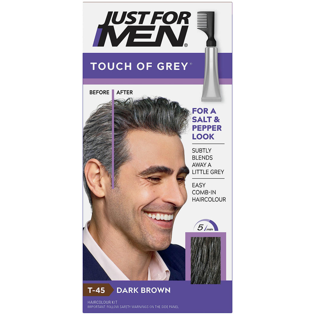 Touch of Grey Dark Brown Hair Dye - Achieve a Subtle Salt & Pepper Look, T45