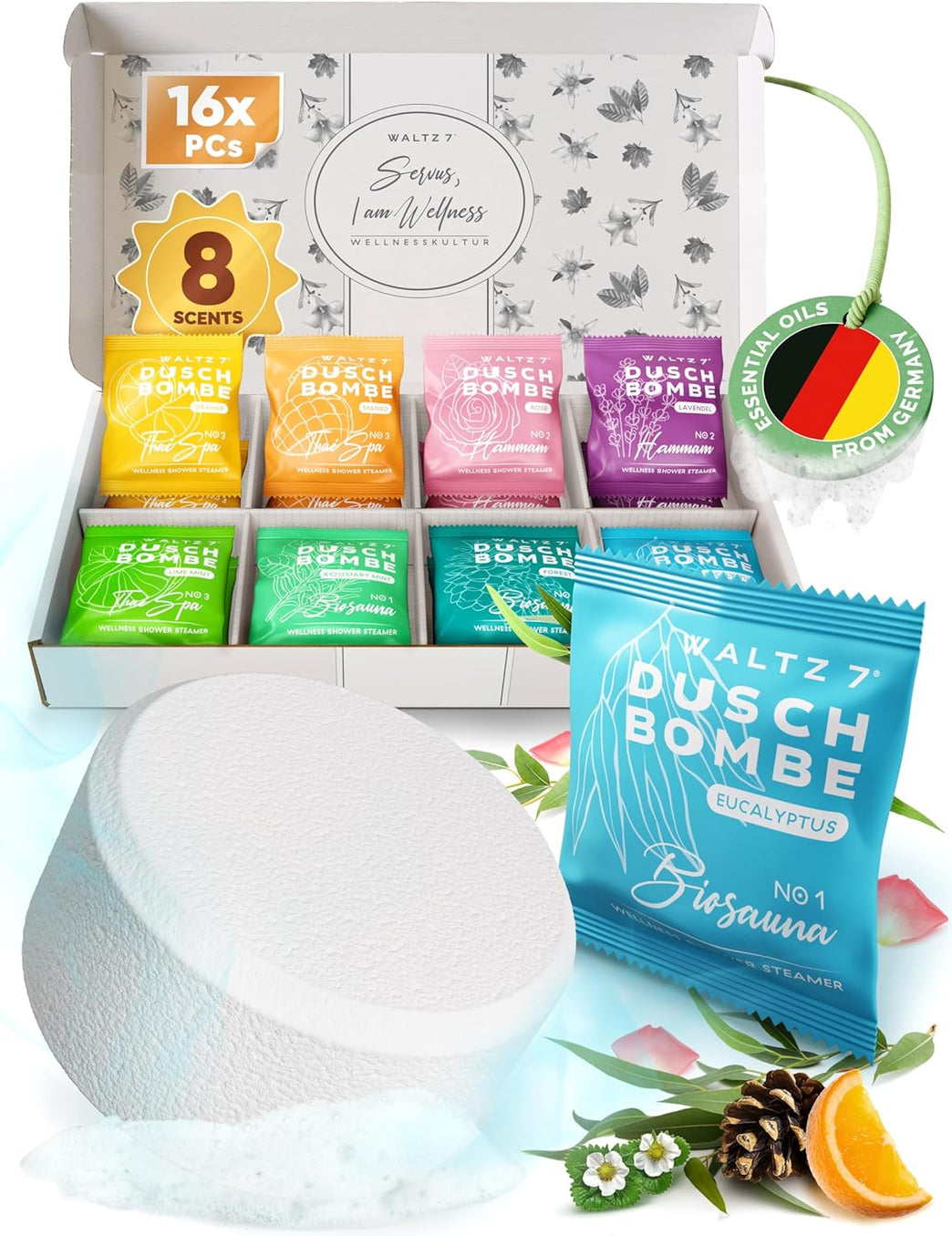 Luxurious Shower Spa Kit: 16-Piece Set with 8 Scents