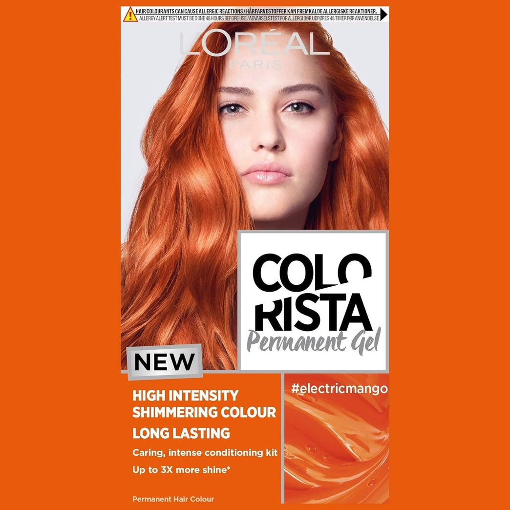 L'Oreal Paris Colorista Electric Mango Auburn Permanent Hair Dye Gel - Long-Lasting Formula for Bold Hair Color