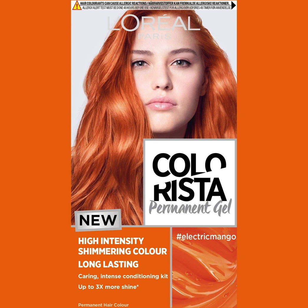 L'Oreal Paris Colorista Electric Mango Auburn Permanent Hair Dye Gel - Long-Lasting Formula for Bold Hair Color