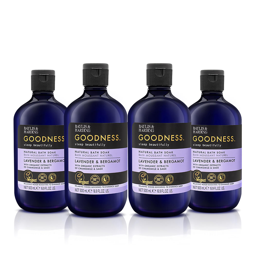 Lavender & Bergamot 500 ml Sleep Bath Soak, Pack of 4 - Vegan Friendly