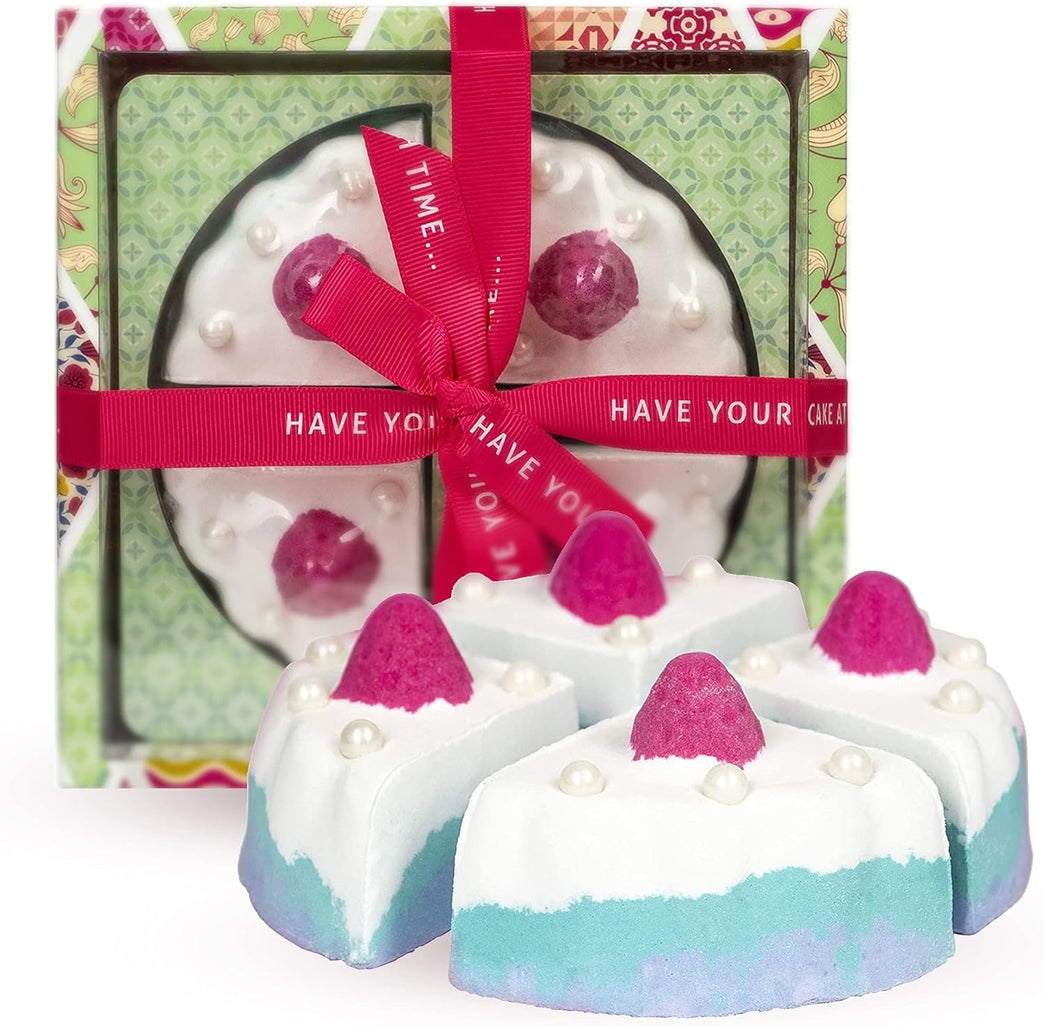 Beauty Fabrics & Flowers Cake Shaped Bath Bomb Vegan Spa Gift Set