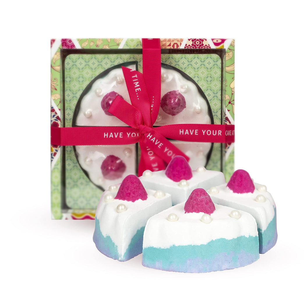 Beauty Fabrics & Flowers Cake Shaped Bath Bomb Vegan Spa Gift Set