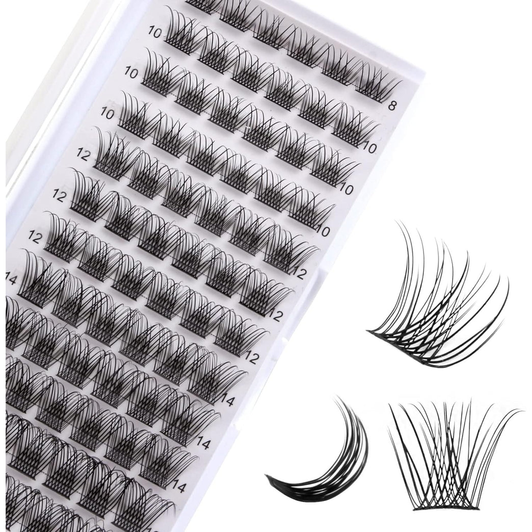 Lashes Cluster 72 Pcs Individual Lashes D Curl 8-16 mm Length, DIY Eyelash Extension False Lashes Soft Fluffy Cluster Eyelas (MIX-2)