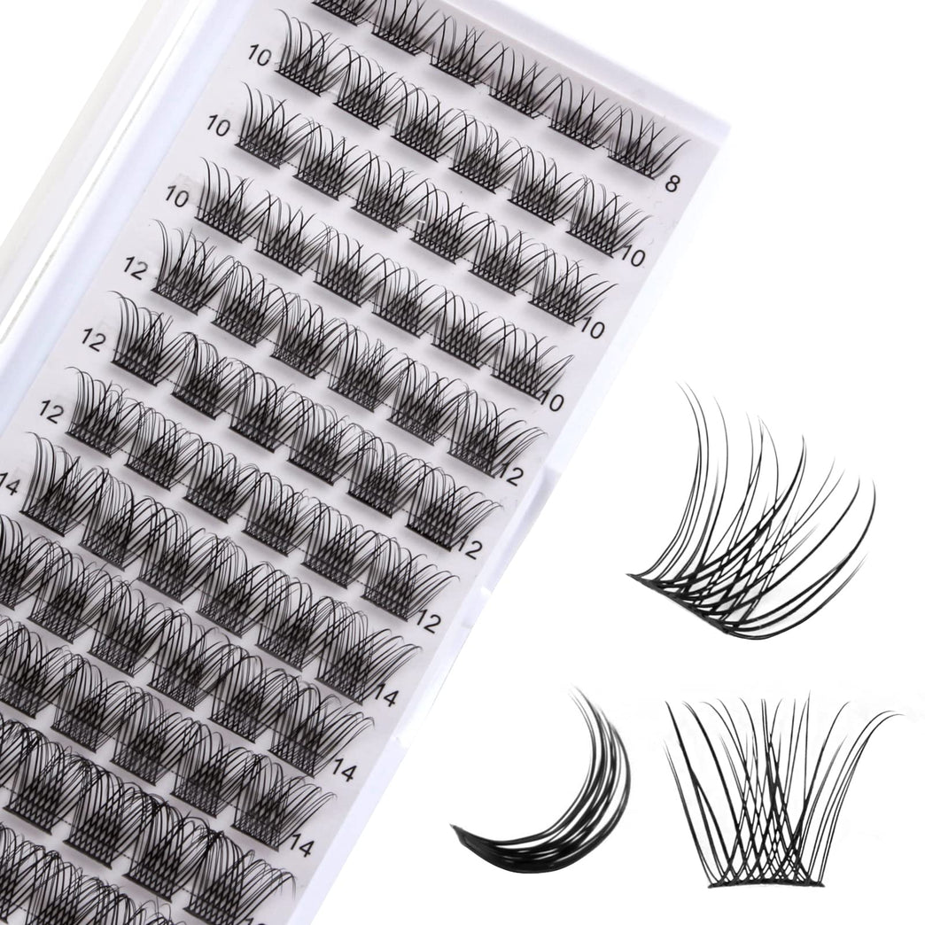 Lashes Cluster 72 Pcs Individual Lashes D Curl 8-16 mm Length, DIY Eyelash Extension False Lashes Soft Fluffy Cluster Eyelas (MIX-2)