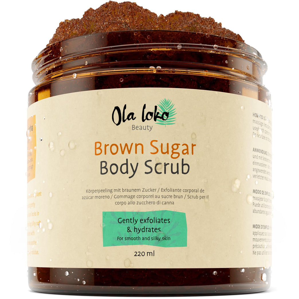 Brown Sugar Scrub - Body Scrub Exfoliator for Women & Men, Exfoliating Body Scrub for Firm and Hydrated Skin, Natural Scrubs & Body Treatments, Vegan Body Exfoliator Scrub for Dead Skin, Salt Scrub