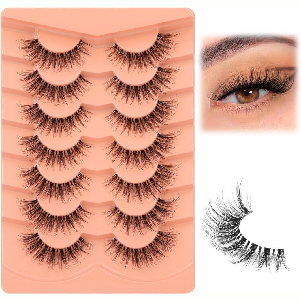 Lashes Natural Look Eyelashes Cat Eye Wispy Clear Band 3D False Lashes Fake Eyelashes 7 Pairs by Mavphnee