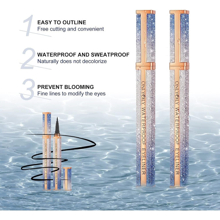 ONLYOILY Smudge-Proof Waterproof Liquid Eyeliner with Precision Pen - Quick-Drying, Long-Lasting, Highly Pigmented Black Eye Makeup Pencil