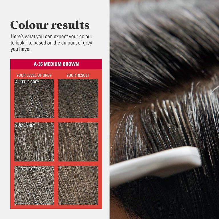 Touch of Brown: Men's Quick Comb-In Medium Brown Hair Dye for Short Hair, Eliminate Grey Hair – A35