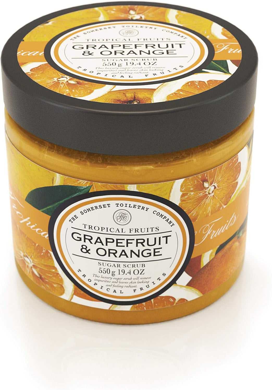 Tropical Fruits Sugar Scrub, Exfoliating Body Scrub For Smoother Healthier Skin Grapefruit and Orange 1 x 550g