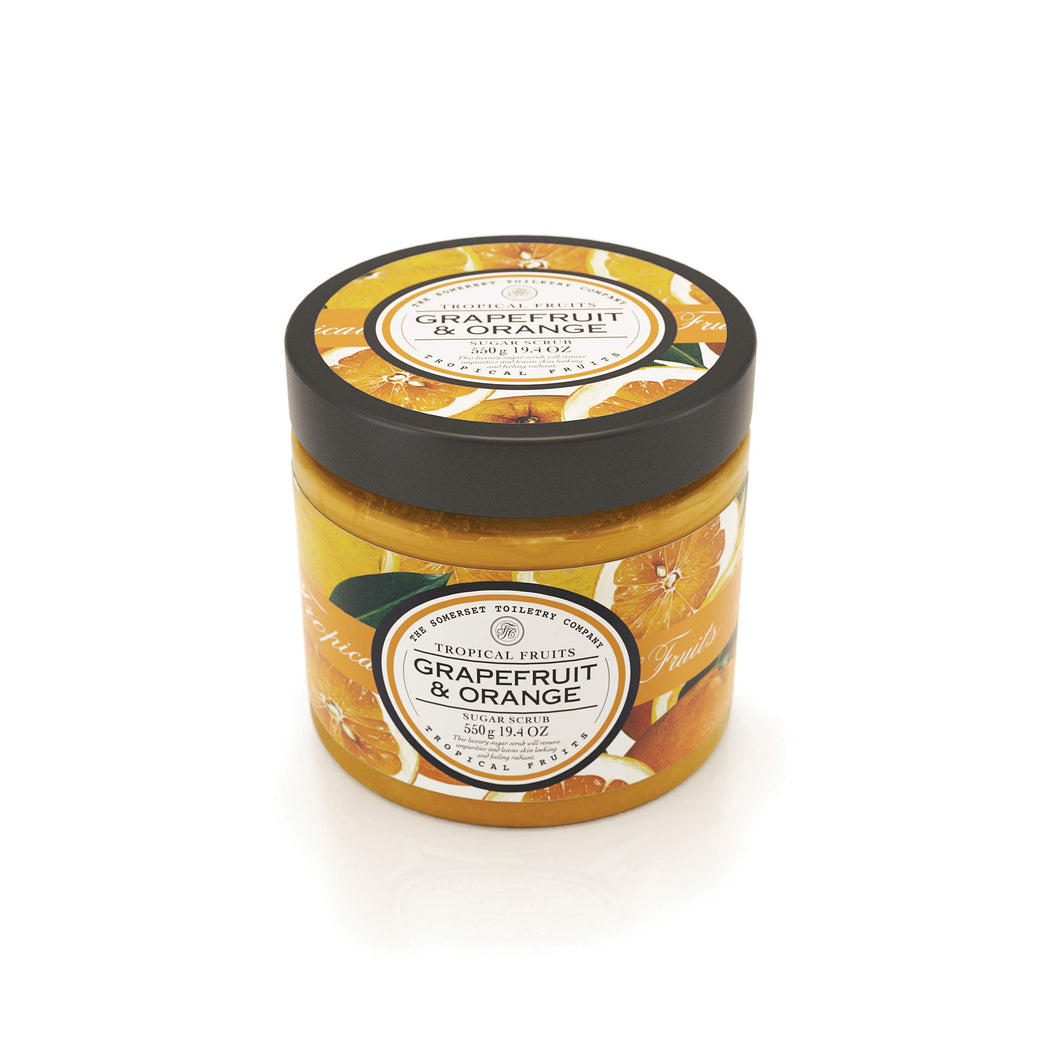 Tropical Fruits Sugar Scrub, Exfoliating Body Scrub For Smoother Healthier Skin Grapefruit and Orange 1 x 550g