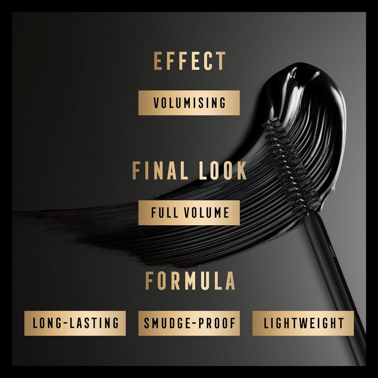 Max Factor Dramatic Volume 2000 Calorie Mascara in Black, 9 ml Single Pack - Suitable for Sensitive Eyes