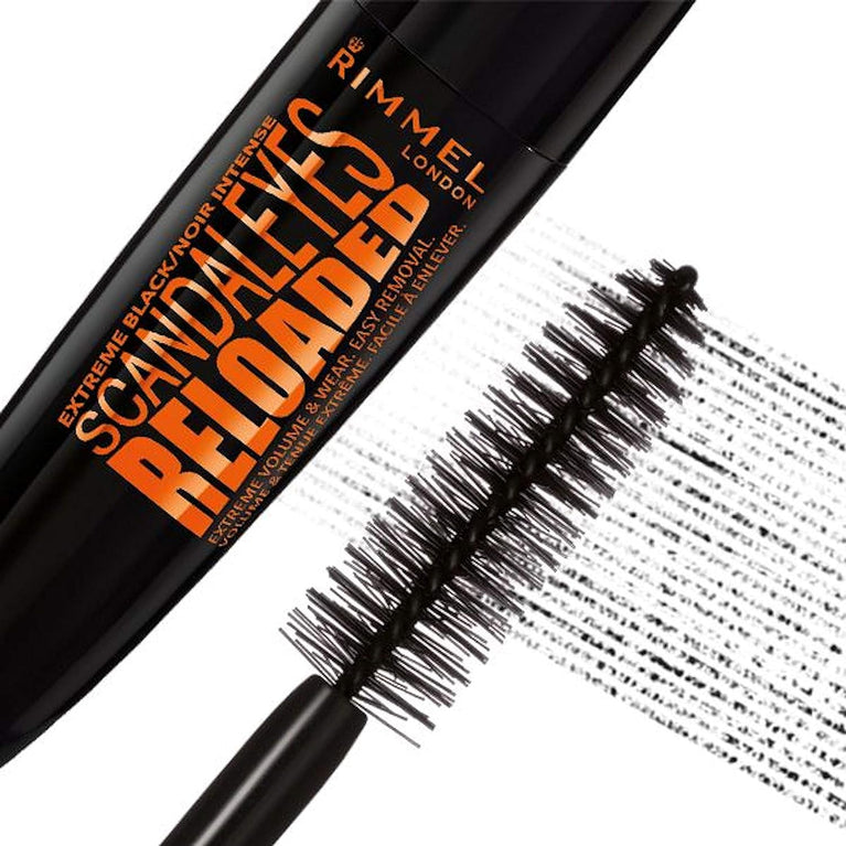 Rimmel London Scandaleyes Reloaded Extreme Black Volumising Mascara, 12 ml - For Instant, Clump-Free Volume and 24 Hour Impact