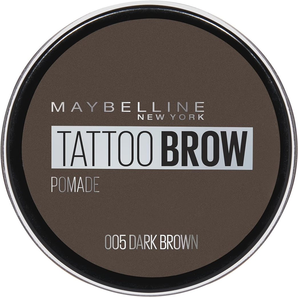 Maybelline Dark Brown Tattoo Brow Pomade Pot - Longlasting, Smudge-Proof, 5g, Single Pack