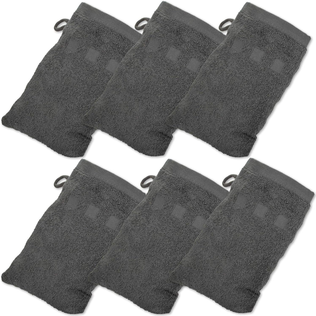 MEK Bath Mitts - Pack of 6 - Charcoal European Style Washcloth