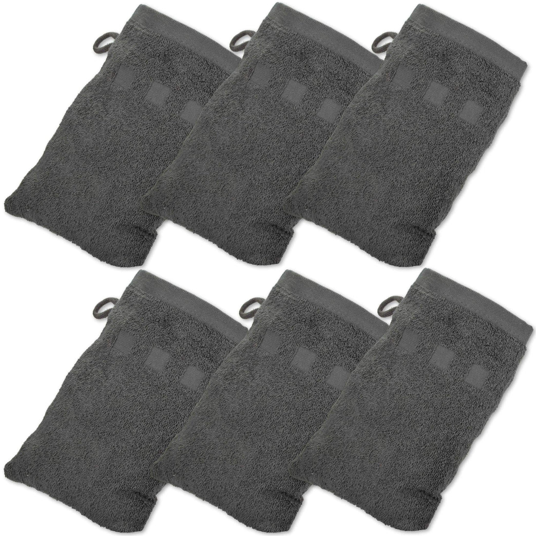 MEK Bath Mitts - Pack of 6 - Charcoal European Style Washcloth