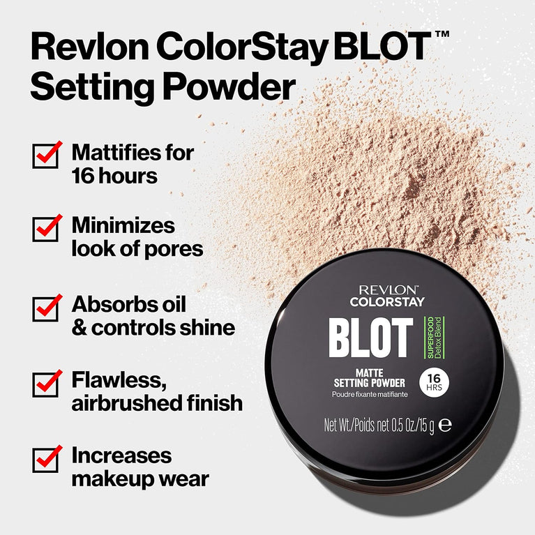 Revlon ColorStay Matte Finish Setting Powder with Oil Control and Detoxifying Superfood Blend