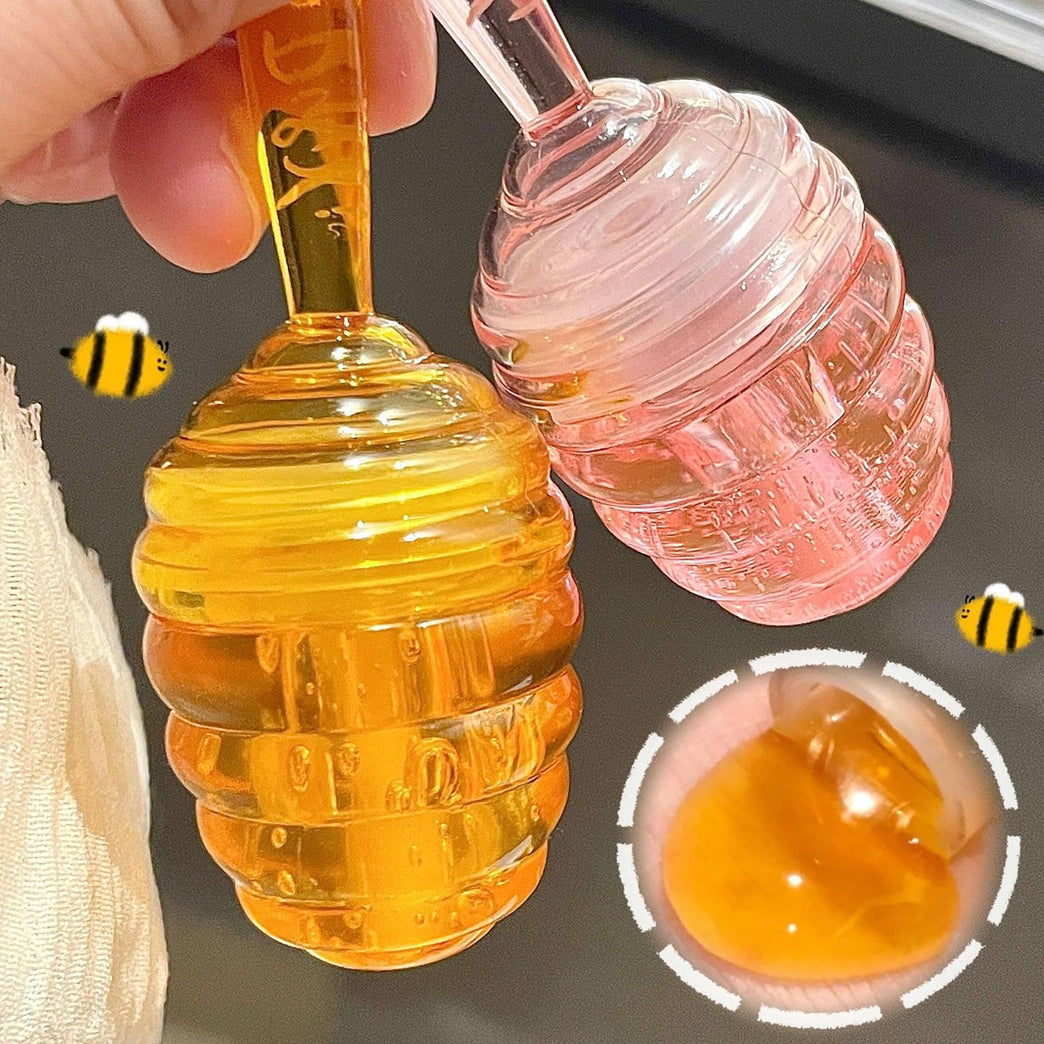 Honey-Infused Lip Gloss Duo: Moisturizing Lipstick and Gloss Set with Vitamin E - Transparent Lip Hydration Kit