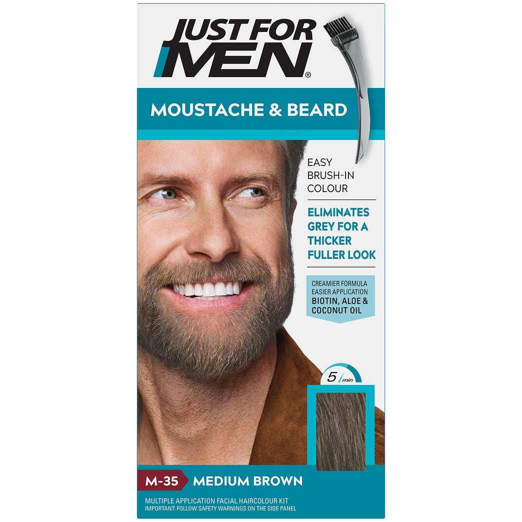 Medium Brown Just for Men Moustache & Beard Dye - Grey Eliminator for a Fuller Look - M35
