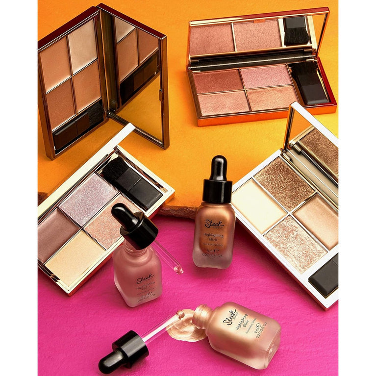 Sleek MakeUP's Illuminating Highlight Elixir with Jojoba Seed Oil & Vitamin E, Poppin' Bottles, 8ml