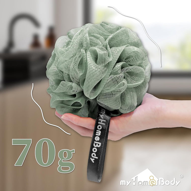 Large Exfoliating Shower Sponge with Activated Charcoal, 3 Pack